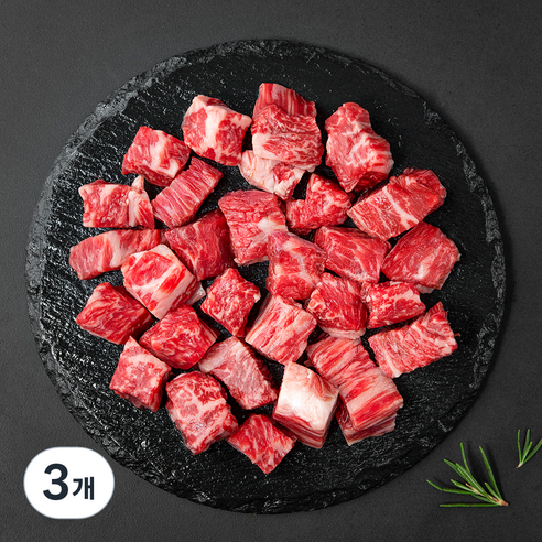 안성한우 무항생제 인증 소고기 1++등급 (7) 국거리용 (냉장), 300g, 3개