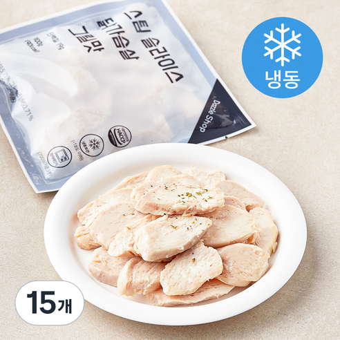 다즐샵 스팀 슬라이스 닭가슴살 그릴맛 (냉동), 100g, 15개