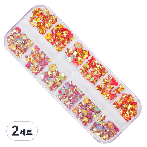 로나우디 고급대용량 스톤 파츠 얼음 네일 레드 D L02004, 2세트, 혼합색상