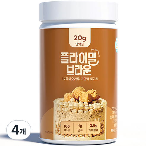 플라이밀 브라운 17곡미숫가루 쉐이크, 630g, 4개