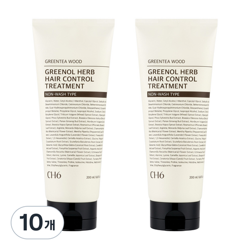 CH6 그리놀 허브 헤어 컨트롤 노워시 트리트먼트 그린티우드향, 200ml, 10개