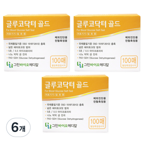 글루코닥터 골드 혈당시험지, 6개, 100개입