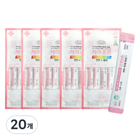 데이스포 강아지 케어츄르 짜먹는 간식 4p, 혼합맛(연어/황태), 60g, 20개