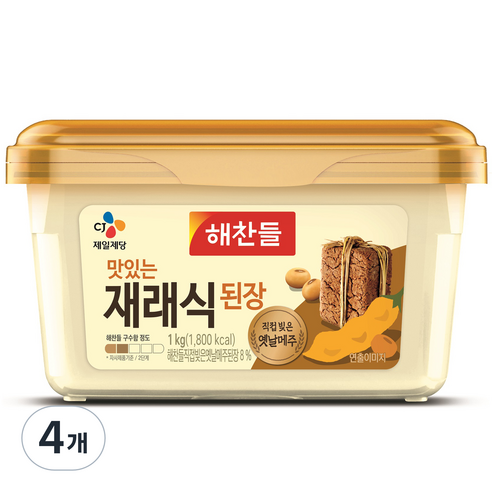 해찬들 맛있는 재래식 된장, 1kg, 4개
