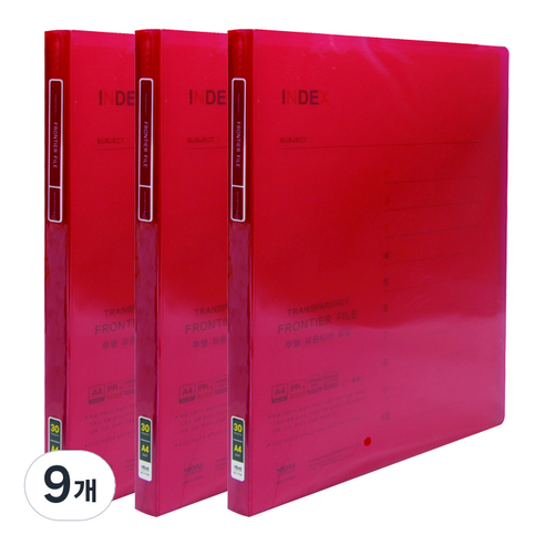현풍 30매 투명 프론티어 화일 A4, 적색, 9개