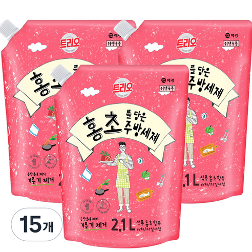 트리오 홍초를 담은 주방세제, 2.1L, 15개