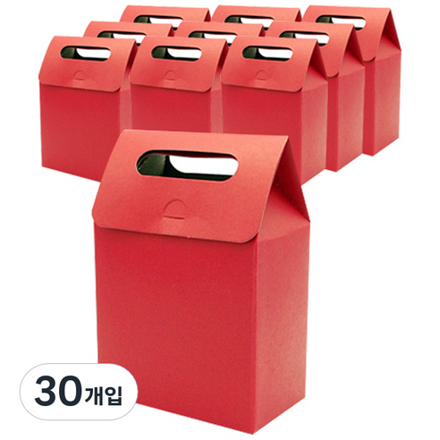 도나앤데코 손잡이 포장상자 소, 레드, 30개입