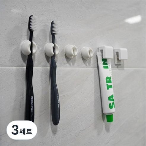 브로픽 무타공 치약걸이 2p + 흡착식 칫솔걸이 4p, 혼합색상, 3세트