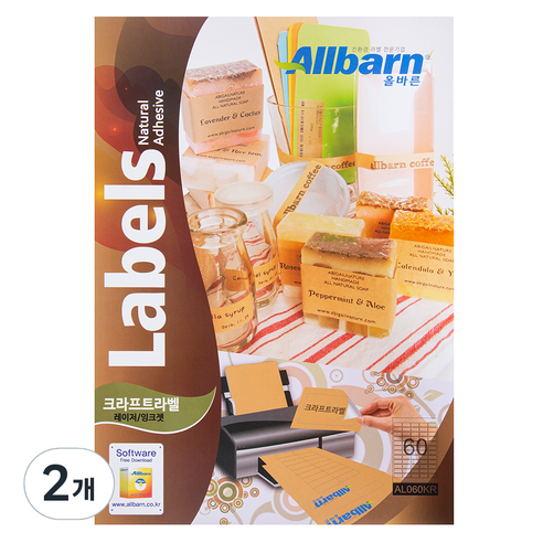 올바른 크라프트라벨 레이저 잉크젯공용 5 x 12 AL060KR 100p, 60칸, 2개