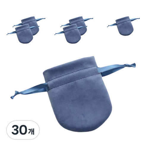마켓감성 드로스트링 주머니 벨벳, 블루, 30개