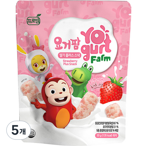 프로엠 코코몽 요거팜 딸기 플러스 스낵, 딸기, 30g, 5개
