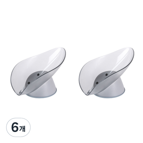 곡선라인 비누받침대, 그레이, 6개