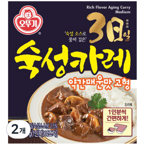 오뚜기 3일 숙성카레 약간 매운맛 고형, 100g, 2개