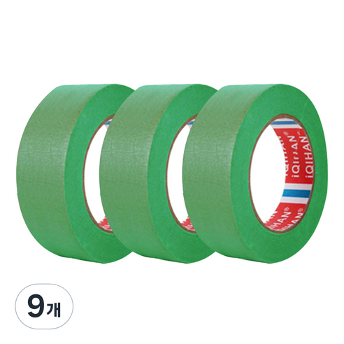 다다 칼라 마스킹 종이테이프 30mm x 15m, 그린, 9개