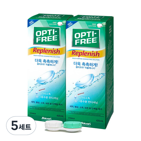 옵티프리 리플레니시 렌즈세정액 420ml x 2p + 렌즈케이스, 5세트