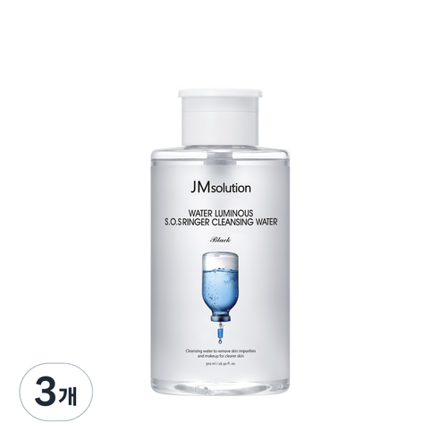 제이엠솔루션 물광 에스오에스 링거 클렌징 워터 블랙, 500ml, 3개