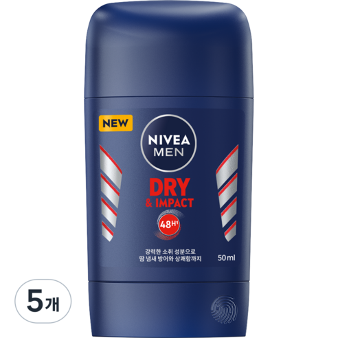 니베아 맨 데오드란트 스틱 드라이 앤 임팩트, 50ml, 5개