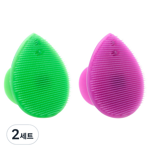 피부사랑 실리콘 클렌징 패드 2p 세트, 그린, 퍼플, 2세트