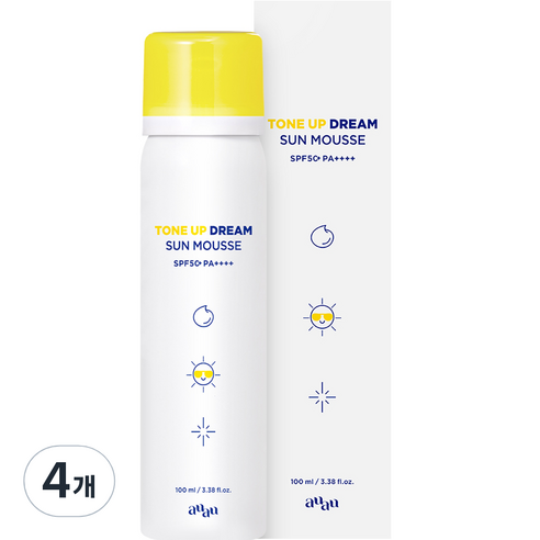 아유아유 톤업드림 선무스 SPF50+ PA++++, 100ml, 4개