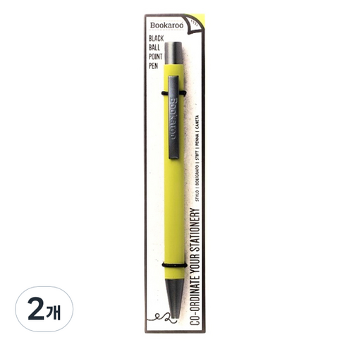 이프 블랙유성잉크 부카루 볼펜 0.7mm, 라임, 2개