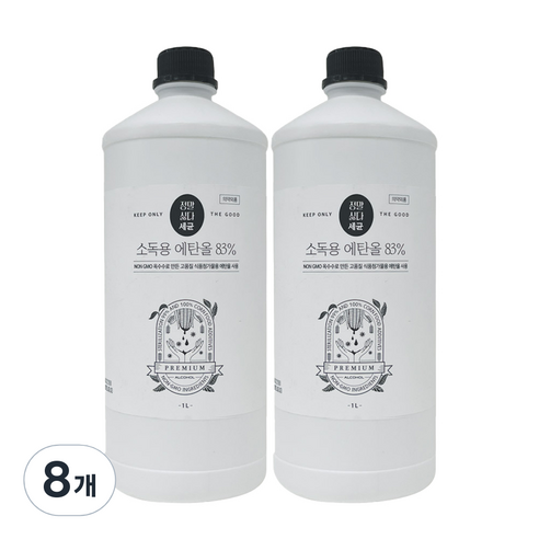 정말싫다 소독 에탄올, 8개, 1L
