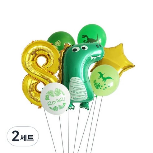 이모쿠비 생일파티 숫자풍선세트, 공룡 8, 2세트