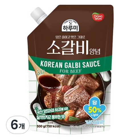동원 하루미 소갈비 양념, 6개, 500g