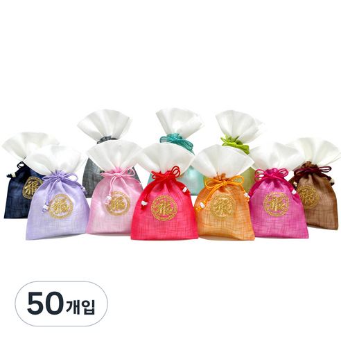 더누리코리아 모시 금자수복주머니 소 11 x 17 cm, 랜덤 발송, 50개입