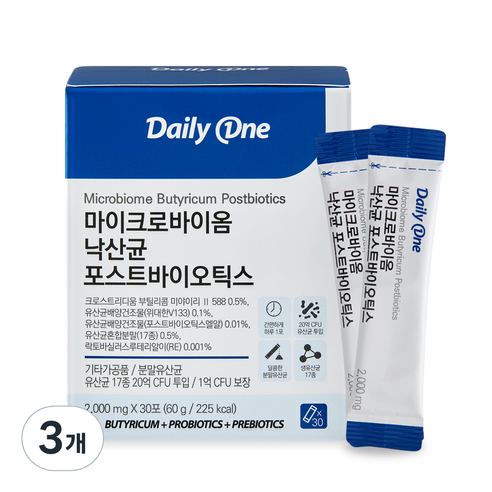 데일리원 마이크로바이옴 낙산균 포스트바이오틱스 30p, 3개, 60g