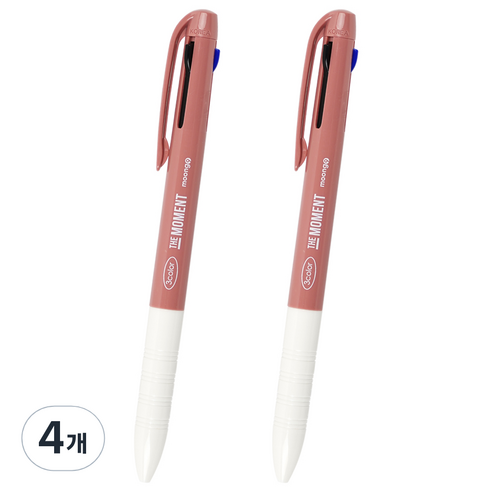 뭉구 잘써지는 더모먼트 3색 볼펜 0.7mm, 4개, 로즈