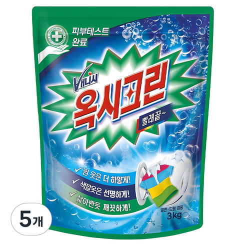 옥시크린 표백제 분말형, 3kg, 5개