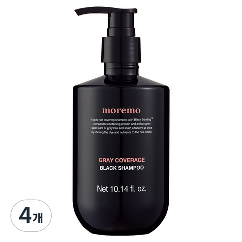 모레모 탈모기능성 저자극 새치 커버 블랙 샴푸, 300ml, 4개