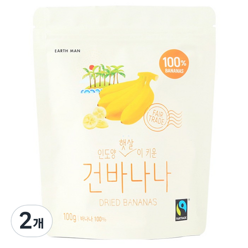 어스맨 인도양 무설탕 건바나나, 100g, 2개