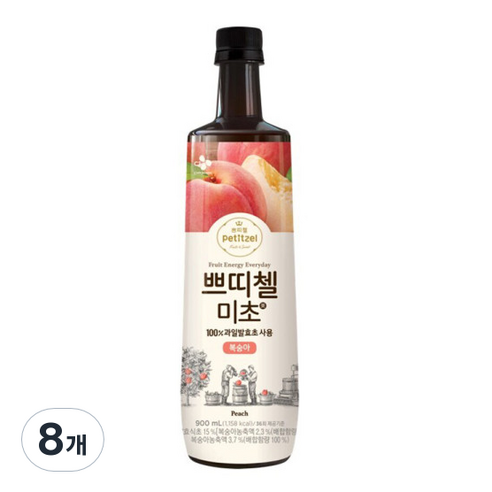 쁘띠첼 미초 복숭아 식초, 900ml, 8개