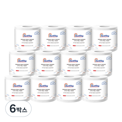 스웰데이 4겹 펄프 화장지, 6세트, 12롤, 23m