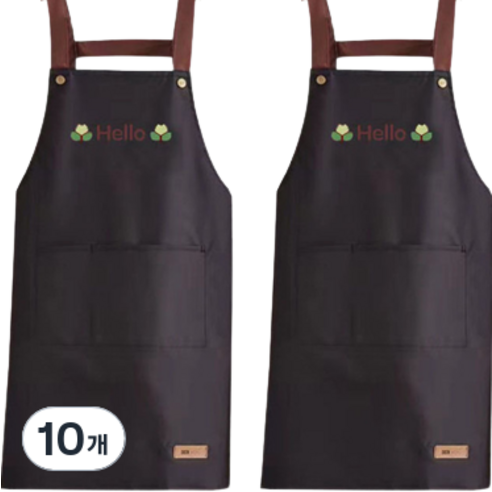 헬로젬 헬로 포켓 H형 앞치마, 블랙, 10개