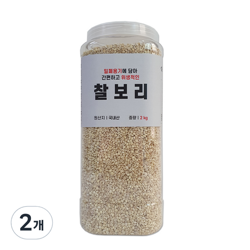 대한농산 통에담은 찰보리, 2kg, 2개