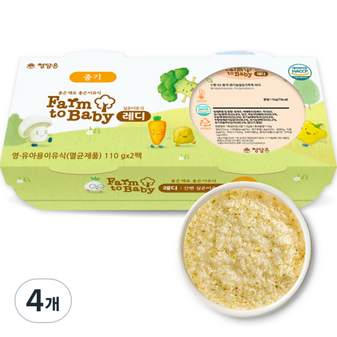 팜투베이비 레디 실온이유식 중기, 닭가슴살, 110g, 4개