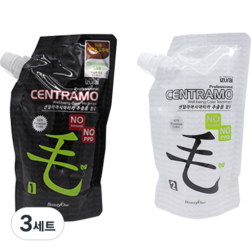 프리미엄 센트라모 코팅 칼라 크림 1제 염모제 500g + 2제 산화제 500g, 5VB 자연포도주색, 3세트