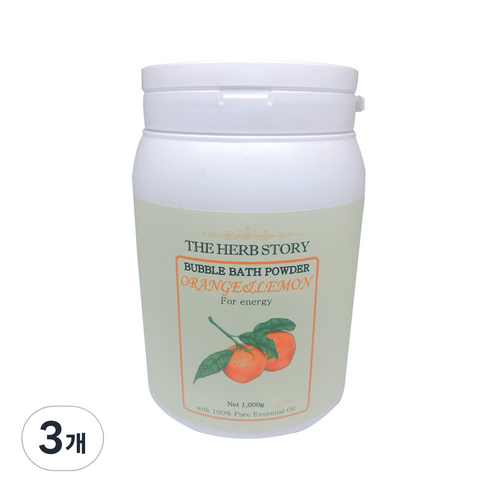 더허브스토리 대용량 버블바스 파우더 오렌지 앤 레몬향, 1kg, 3개