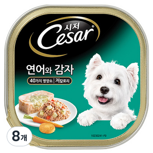 시저 전연령용 주식캔, 연어+감자, 100g, 8개