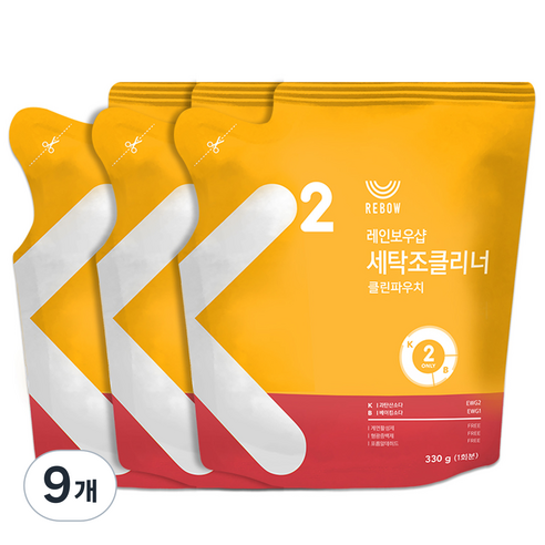레인보우샵 세탁조클리너 클린파우치, 330g, 9개
