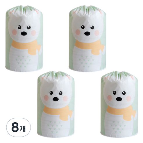 withWIN PEVA 옷 의류 이불 보관주머니, 그린베어, 8개