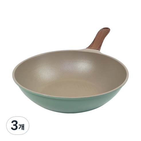 키친아트 본 우드 파스텔민트 다이아 궁중팬, 24 cm, 3개