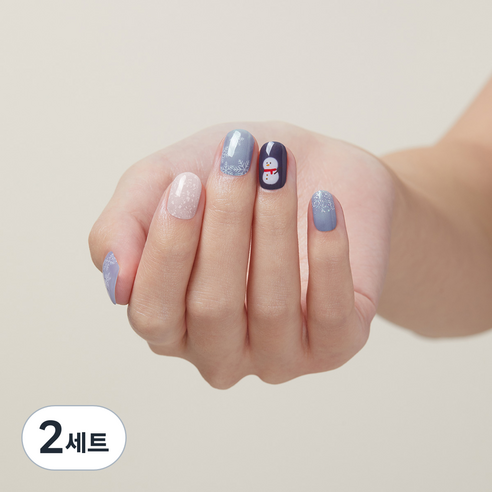 데싱디바 글로우 네일스티커 + Prep Pad 2p + Nail File 세트, 해피 스노우, 2세트