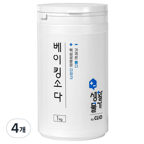 크리오 생활물가 베이킹소다 다목적 세정제, 1kg, 4개
