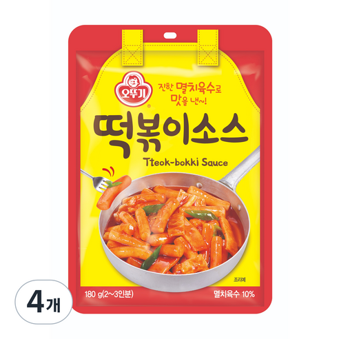오뚜기 진한 멸치육수로 맛을 낸 떡볶이소스, 180g, 4개