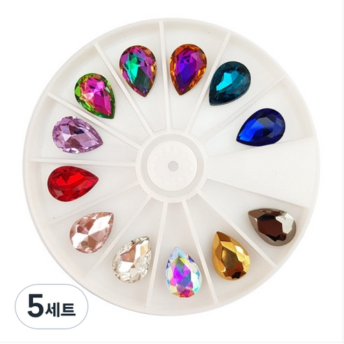 NAILROOM 네일 파츠 no 338 글라스물방울스톤세트, 5개, no.338 글라스물방울스톤세트
