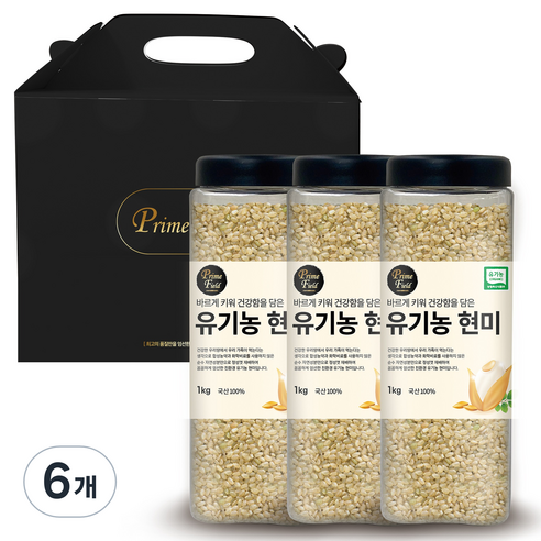 Prime Field 유기농 현미, 1kg, 6개