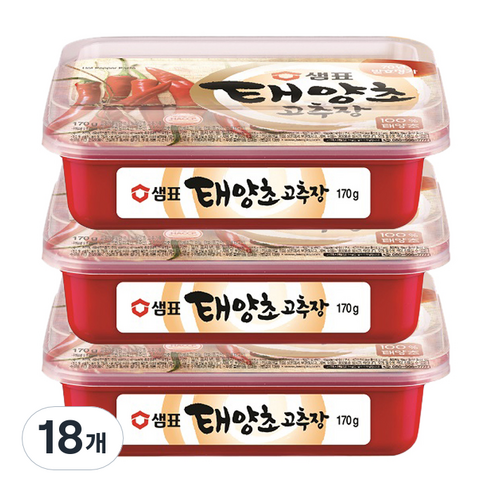 샘표 태양초 고추장, 170g, 18개